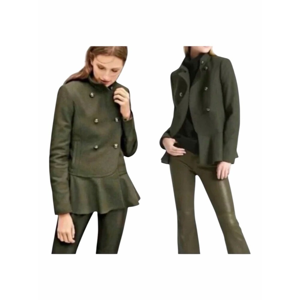 Banana Republic Italian Wool Blend Military Peplum Coat Size XS NWT